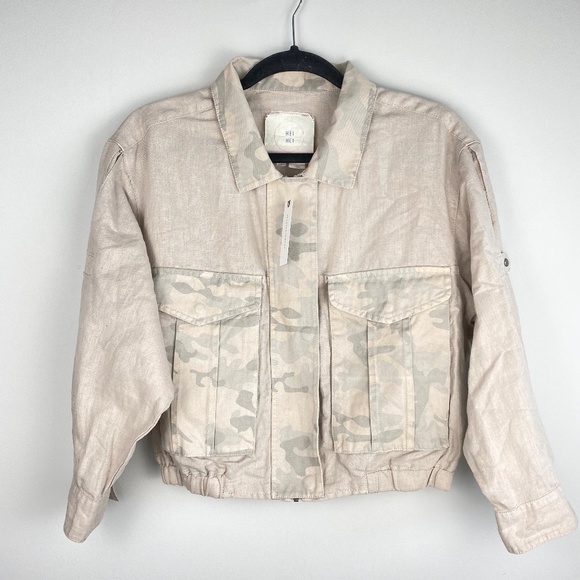 Anthropologie Jackets & Blazers - Anthropologie Hei Hei Cropped Camo Linen Jacket